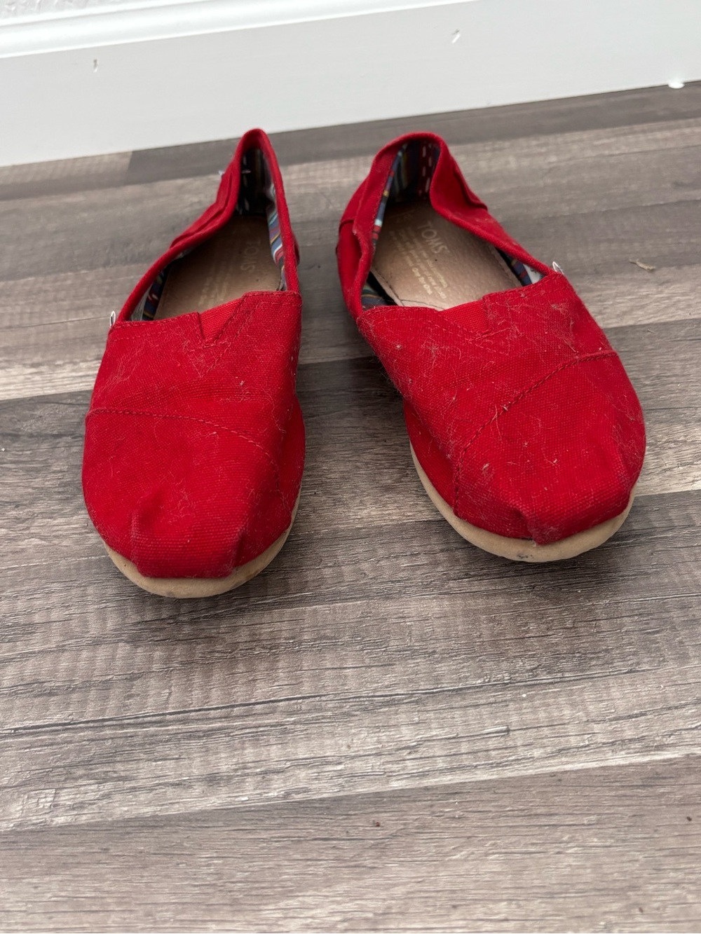 Toms Red Canvas Slip-On Shoes